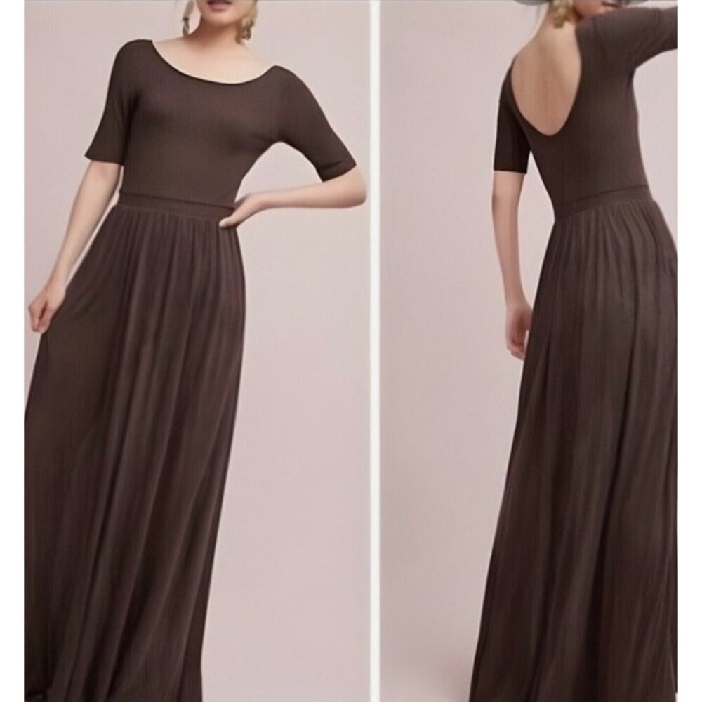 Bordeaux (Anthropologie) Torey Knit Scoopback Shortsleeve Maxi Dress Size M